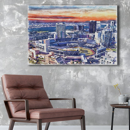 San Diego Padres Painting Canvas, Petco Park Watercolor, Sport Art, Gifts for him, Canvas Print Wall Art