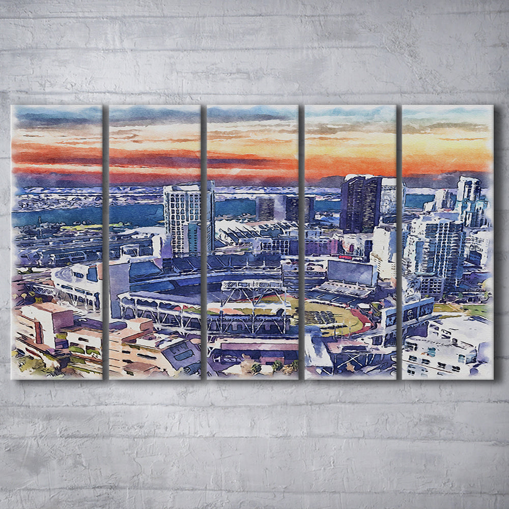 San Diego Padres Painting Canvas, Petco Park Watercolor, Sport Art, Extra Large Canvas Print Wall Art