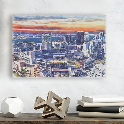 San Diego Padres Painting Canvas, Petco Park Watercolor, Sport Art, Gifts for him, Canvas Print Wall Art