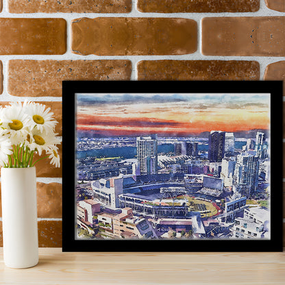 San Diego Padres Painting Canvas, Petco Park Watercolor, Sport Gift Art, Framed Art Print Wall Decor