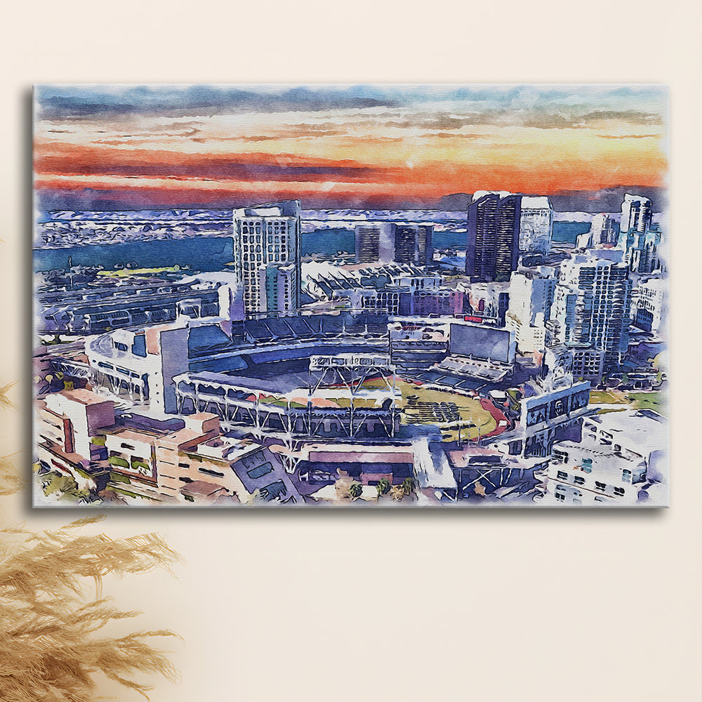 San Diego Padres Painting Canvas, Petco Park Watercolor, Sport Art, Gifts for him, Canvas Print Wall Art