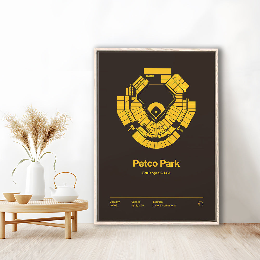 San Diego Padres Stadium Print, Petco Park Print, Man Cave Gift, Floating Framed Canvas Print Wall Art