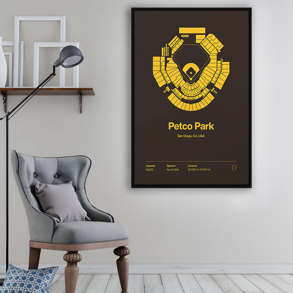 San Diego Padres Stadium Print, Petco Park Print, Man Cave Gift, Floating Framed Canvas Print Wall Art