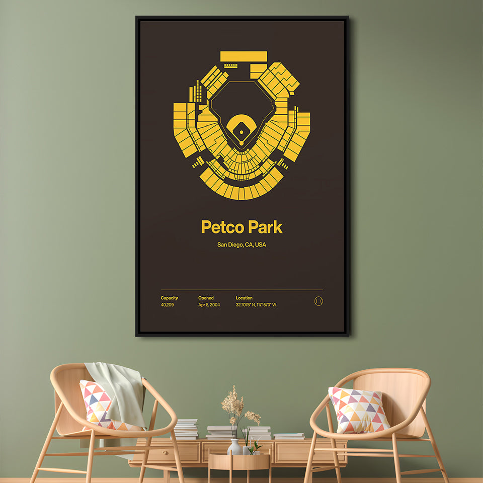 San Diego Padres Stadium Print, Petco Park Print, Man Cave Gift, Floating Framed Canvas Print Wall Art