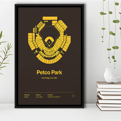 San Diego Padres Stadium Print, Petco Park Print, Man Cave Gift, Floating Framed Canvas Print Wall Art