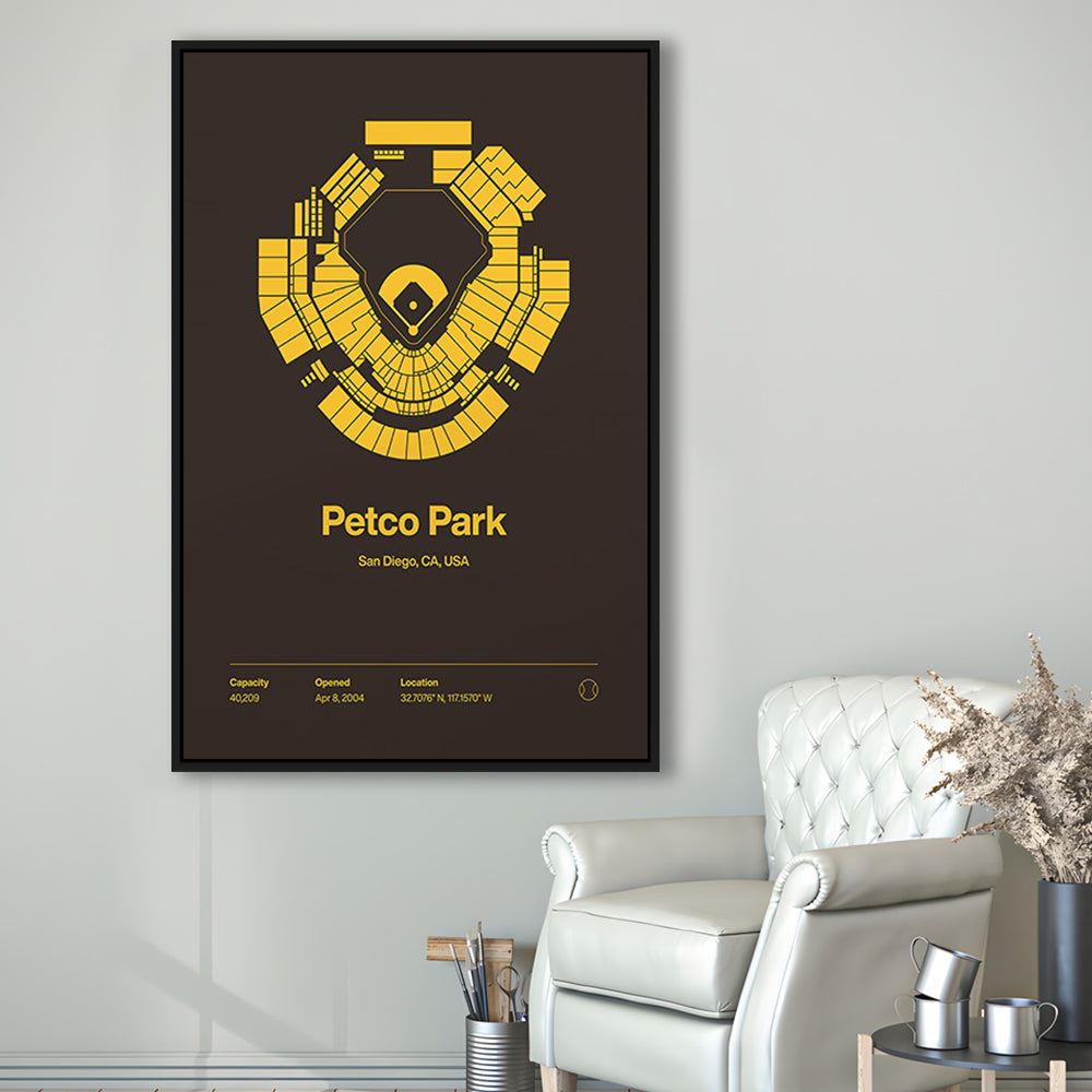 San Diego Padres Stadium Print, Petco Park Print, Man Cave Gift, Floating Framed Canvas Print Wall Art