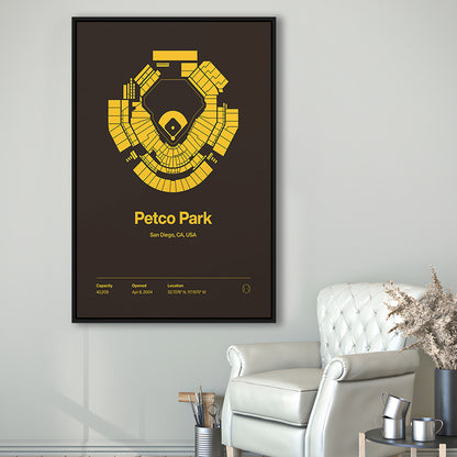 San Diego Padres Stadium Print, Petco Park Print, Man Cave Gift, Floating Framed Canvas Print Wall Art