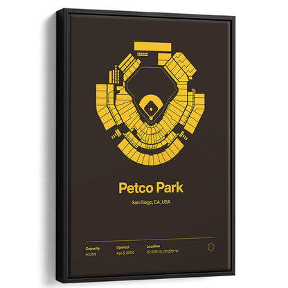 San Diego Padres Stadium Print, Petco Park Print, Man Cave Gift, Floating Framed Canvas Print Wall Art