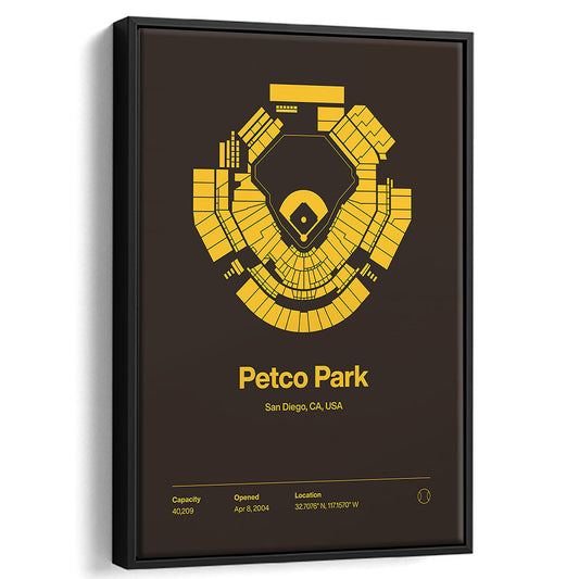 San Diego Padres Stadium Print, Petco Park Print, Man Cave Gift, Floating Framed Canvas Print Wall Art