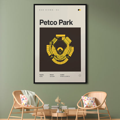 San Diego Padres Stadium Print, Petco Park Stadium Print, Man Cave Gift, Floating Framed Canvas Print Wall Art