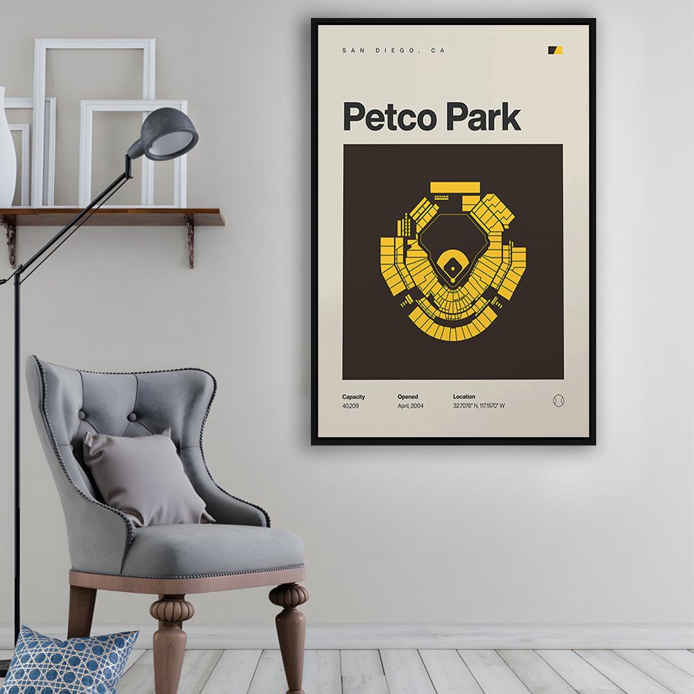 San Diego Padres Stadium Print, Petco Park Stadium Print, Man Cave Gift, Floating Framed Canvas Print Wall Art