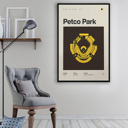 San Diego Padres Stadium Print, Petco Park Stadium Print, Man Cave Gift, Floating Framed Canvas Print Wall Art