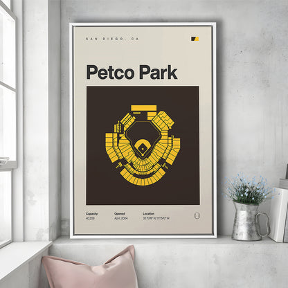 San Diego Padres Stadium Print, Petco Park Stadium Print, Man Cave Gift, Floating Framed Canvas Print Wall Art