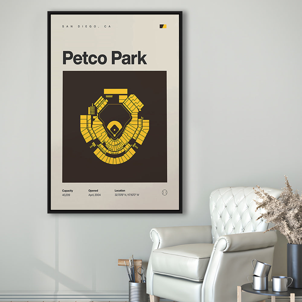 San Diego Padres Stadium Print, Petco Park Stadium Print, Man Cave Gift, Floating Framed Canvas Print Wall Art