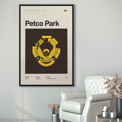 San Diego Padres Stadium Print, Petco Park Stadium Print, Man Cave Gift, Floating Framed Canvas Print Wall Art