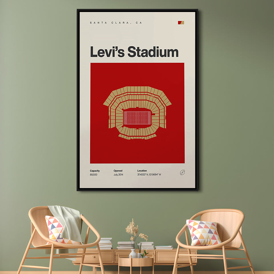 San Francisco Stadium Print, Levi's Stadium Print, Man Cave Gift, Floating Framed Canvas Print Wall Art