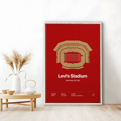 San Francisco Stadium Print, SF Levi's Stadium Print, Man Cave Gift, Floating Framed Canvas Print Wall Art