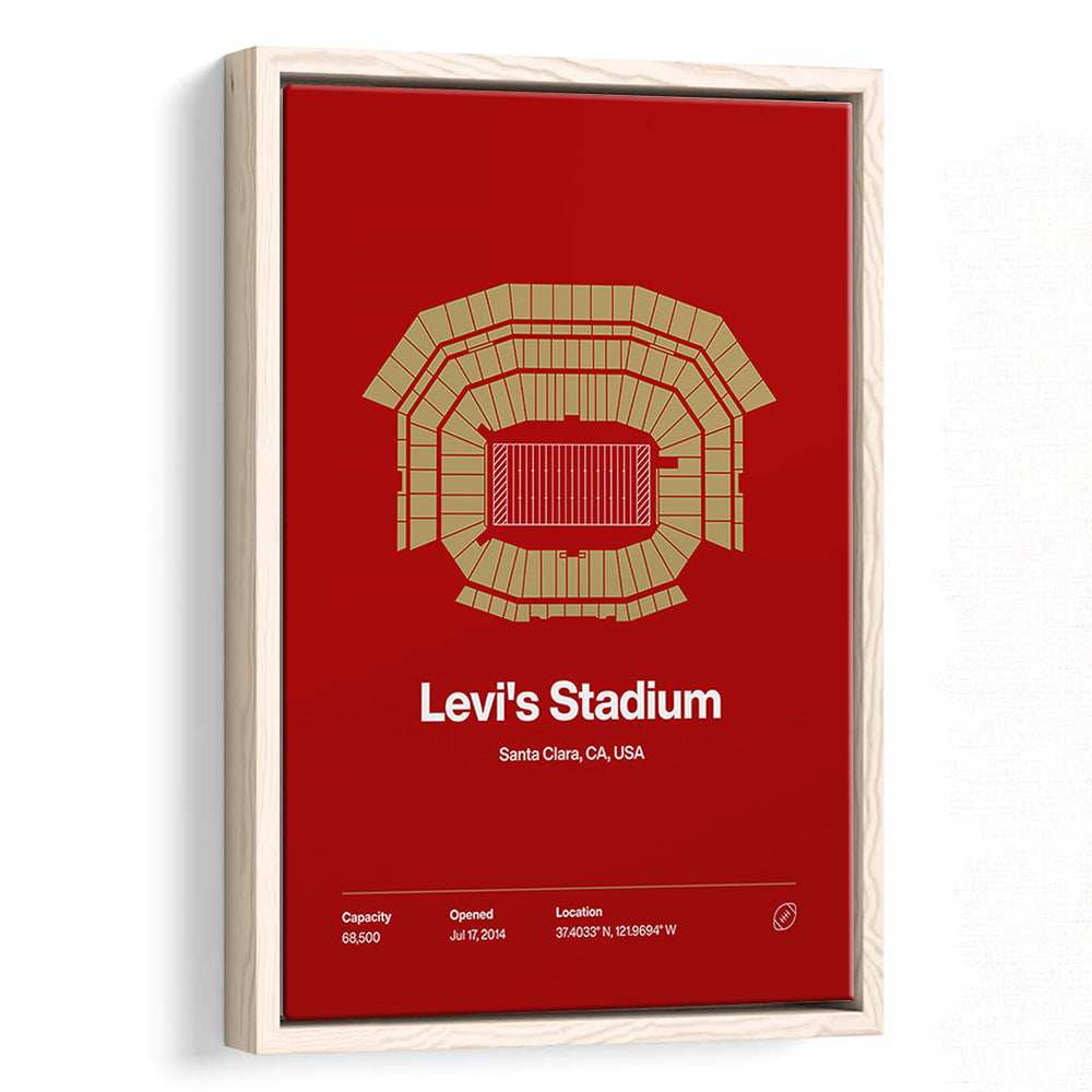 San Francisco Stadium Print, SF Levi's Stadium Print, Man Cave Gift, Floating Framed Canvas Print Wall Art