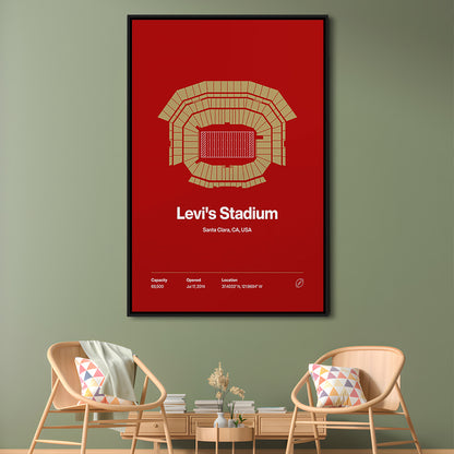 San Francisco Stadium Print, SF Levi's Stadium Print, Man Cave Gift, Floating Framed Canvas Print Wall Art