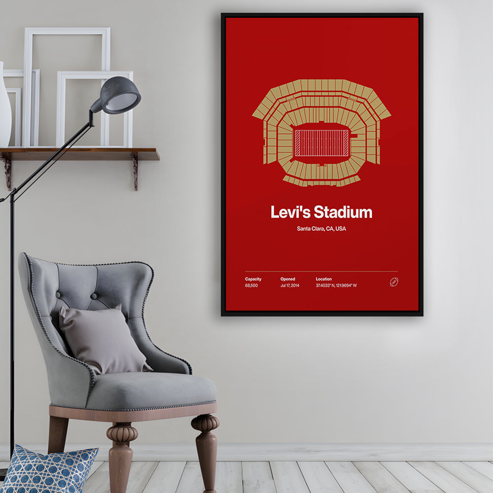 San Francisco Stadium Print, SF Levi's Stadium Print, Man Cave Gift, Floating Framed Canvas Print Wall Art