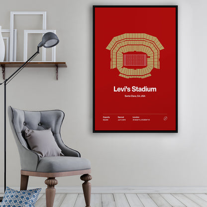 San Francisco Stadium Print, SF Levi's Stadium Print, Man Cave Gift, Floating Framed Canvas Print Wall Art