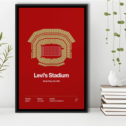 San Francisco Stadium Print, SF Levi's Stadium Print, Man Cave Gift, Floating Framed Canvas Print Wall Art