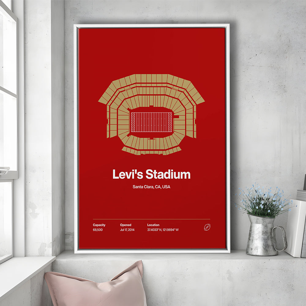 San Francisco Stadium Print, SF Levi's Stadium Print, Man Cave Gift, Floating Framed Canvas Print Wall Art