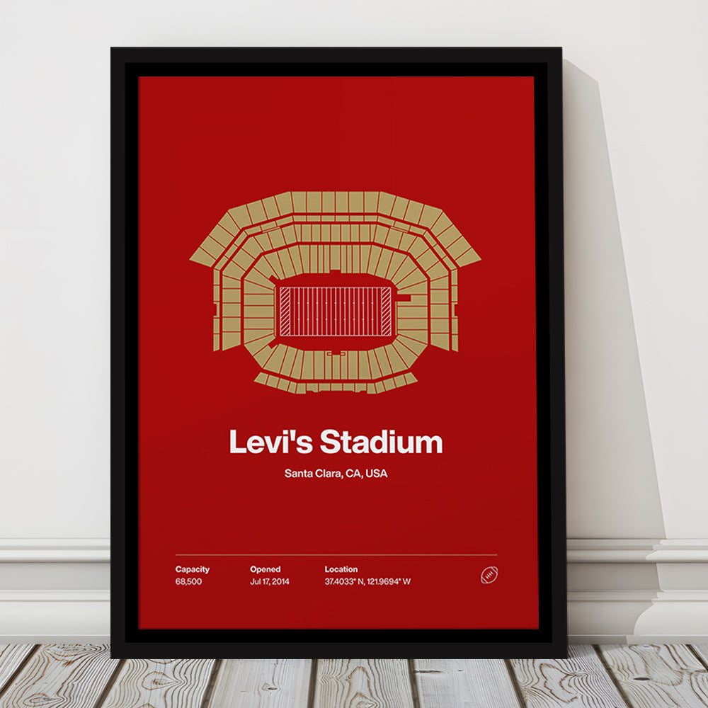 San Francisco Stadium Print, SF Levi's Stadium Print, Man Cave Gift, Floating Framed Canvas Print Wall Art
