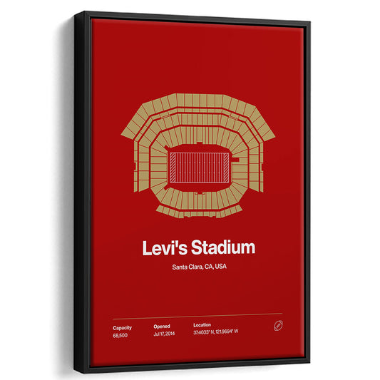 San Francisco Stadium Print, SF Levi's Stadium Print, Man Cave Gift, Floating Framed Canvas Print Wall Art