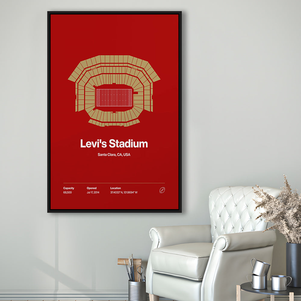 San Francisco Stadium Print, SF Levi's Stadium Print, Man Cave Gift, Floating Framed Canvas Print Wall Art