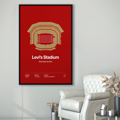 San Francisco Stadium Print, SF Levi's Stadium Print, Man Cave Gift, Floating Framed Canvas Print Wall Art
