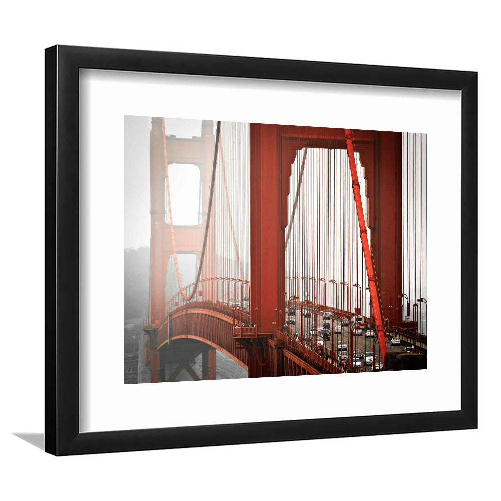 San Francisco California Wall Art,Bright Art Print,Golden Gate Bridge Photo, Framed Art Print White Border