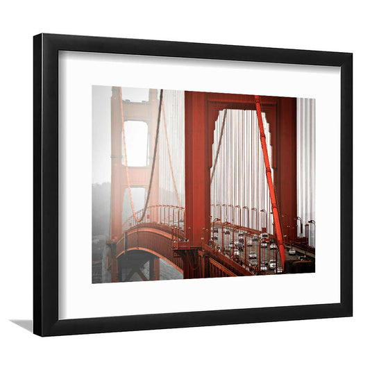 San Francisco California Wall Art,Bright Art Print,Golden Gate Bridge Photo, Framed Art Print White Border