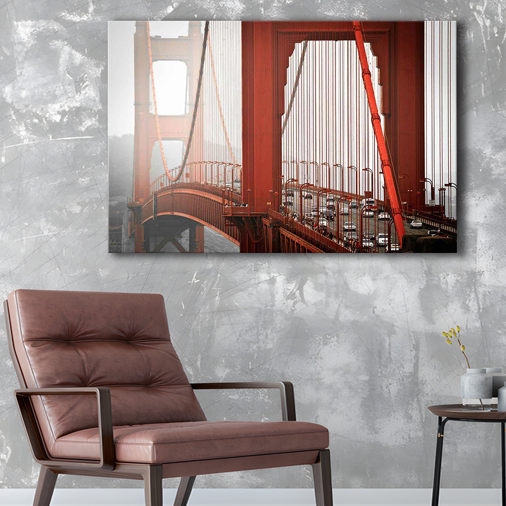 San Francisco California Wall Art,Bright Canvas Print,Golden Gate Bridge Photo, Cavas Print Wall Art Hom Decor