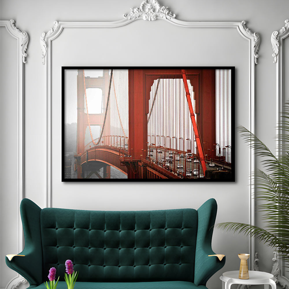 San Francisco California Wall Art,Bright Art Prints,Golden Gate Bridge Photo, Framed Art Print, Picture Framed