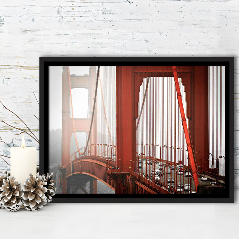 San Francisco California Wall Art,Bright Canvas Print,Golden Gate Bridge Photo, Framed Cavas Print, Floating Frame