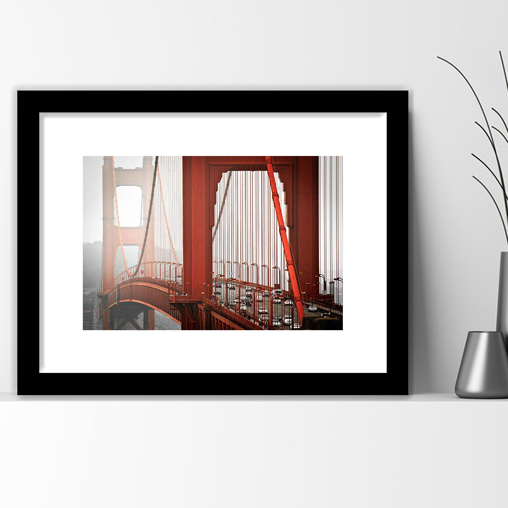 San Francisco California Wall Art,Bright Art Print,Golden Gate Bridge Photo, Framed Art Print White Border