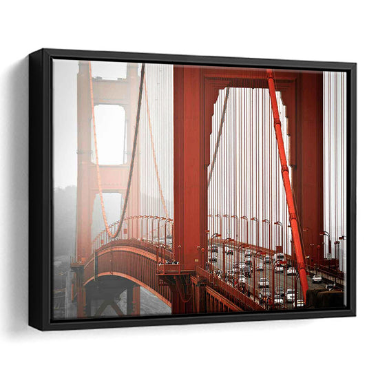 San Francisco California Wall Art,Bright Canvas Print,Golden Gate Bridge Photo, Framed Cavas Print, Floating Frame