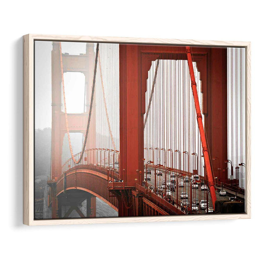 San Francisco California Wall Art,Bright Canvas Print,Golden Gate Bridge Photo, Framed Cavas Print, Floating Frame