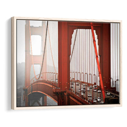 San Francisco California Wall Art,Bright Canvas Print,Golden Gate Bridge Photo, Framed Cavas Print, Floating Frame