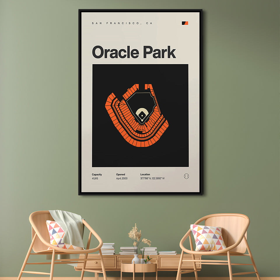 San Francisco Giants Stadium Print, Oracle Park Stadium Print, Man Cave Gift, Floating Framed Canvas Print Wall Art