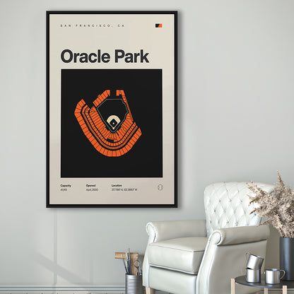 San Francisco Giants Stadium Print, Oracle Park Stadium Print, Man Cave Gift, Floating Framed Canvas Print Wall Art