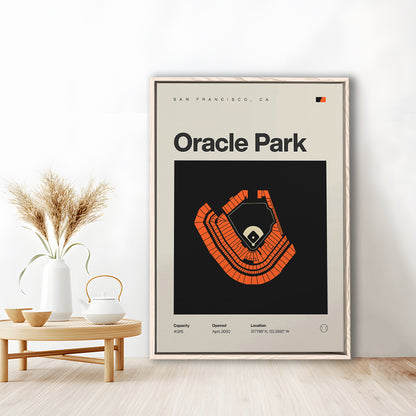 San Francisco Giants Stadium Print, Oracle Park Stadium Print, Man Cave Gift, Floating Framed Canvas Print Wall Art