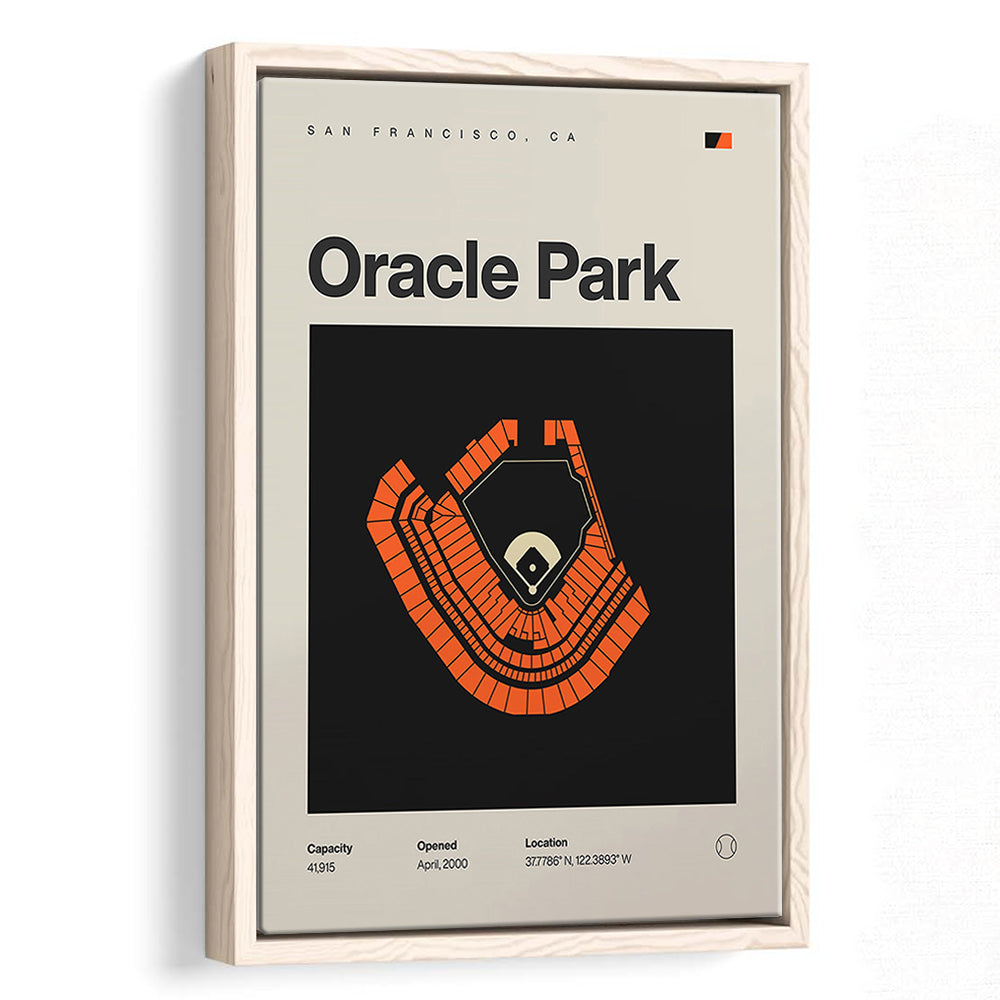 San Francisco Giants Stadium Print, Oracle Park Stadium Print, Man Cave Gift, Floating Framed Canvas Print Wall Art