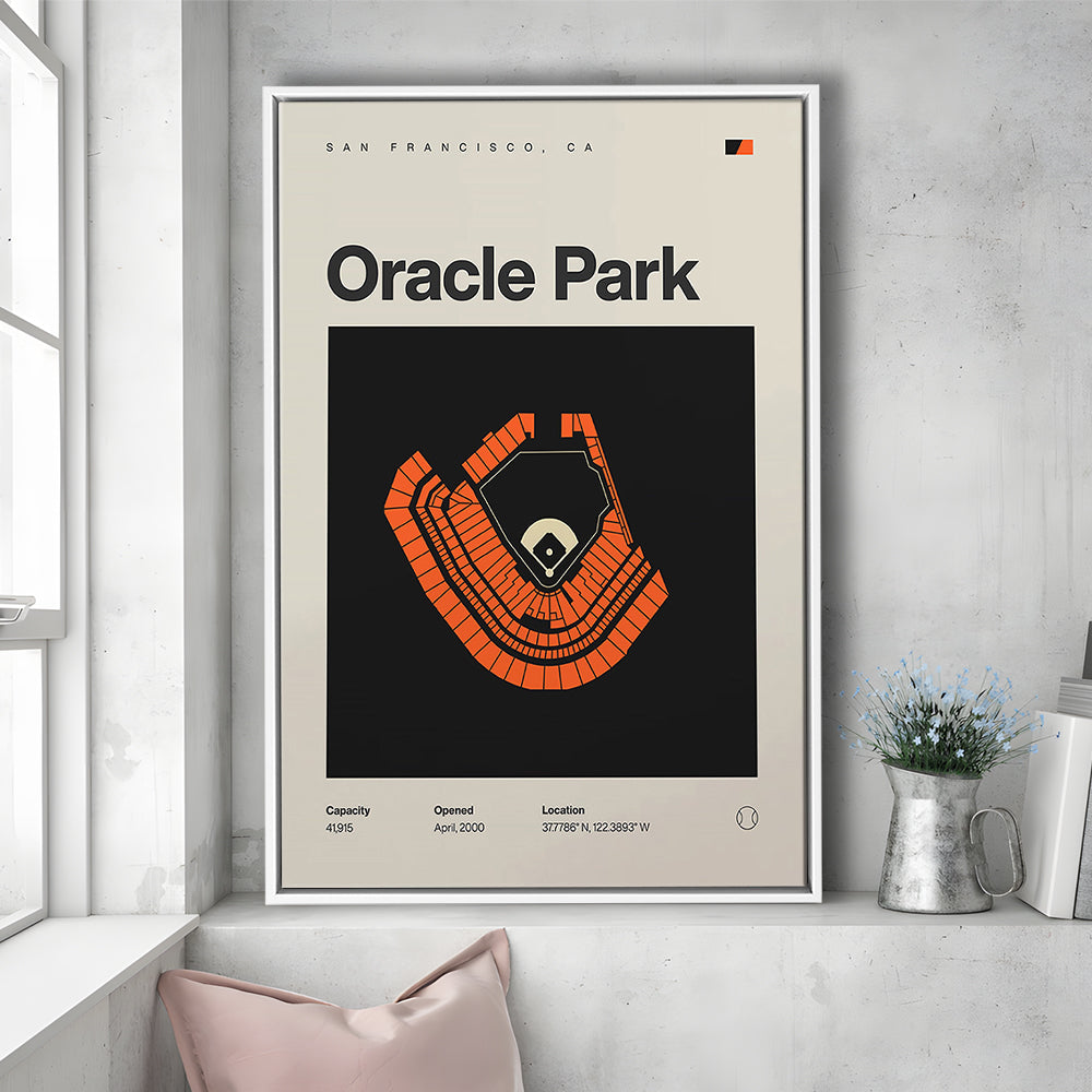 San Francisco Giants Stadium Print, Oracle Park Stadium Print, Man Cave Gift, Floating Framed Canvas Print Wall Art