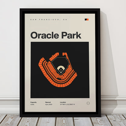 San Francisco Giants Stadium Print, Oracle Park Stadium Print, Man Cave Gift, Floating Framed Canvas Print Wall Art