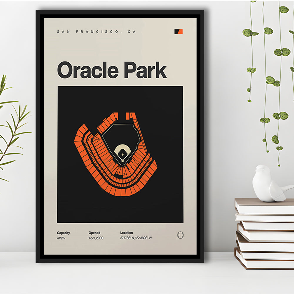 San Francisco Giants Stadium Print, Oracle Park Stadium Print, Man Cave Gift, Floating Framed Canvas Print Wall Art