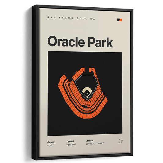 San Francisco Giants Stadium Print, Oracle Park Stadium Print, Man Cave Gift, Floating Framed Canvas Print Wall Art