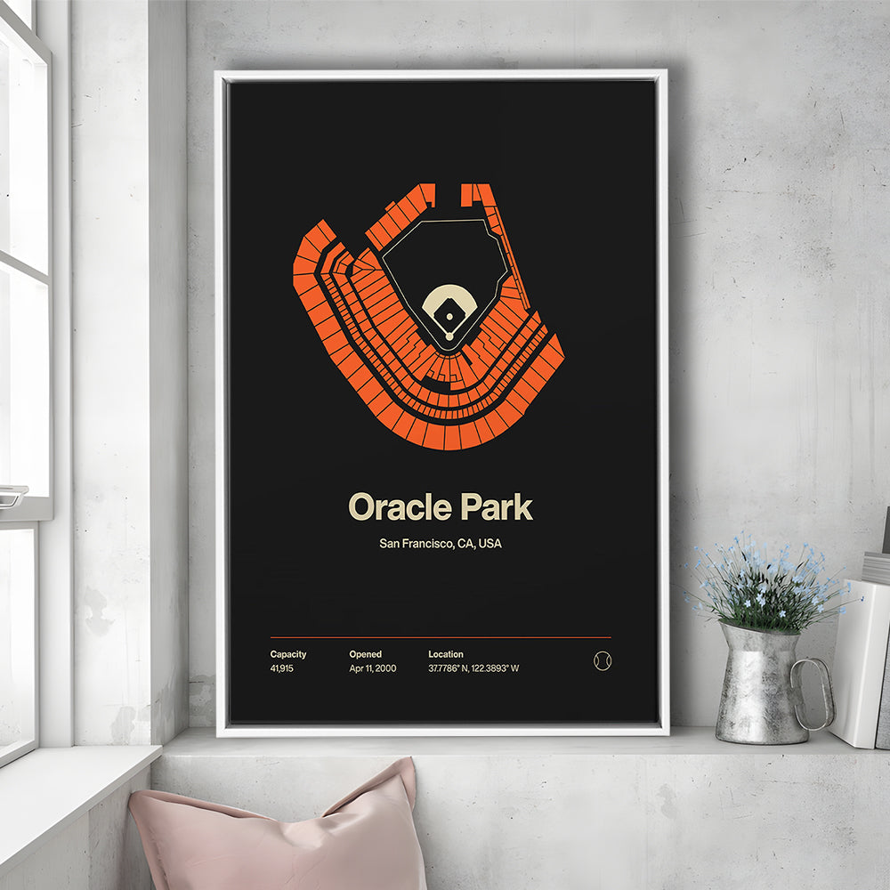 San Francisco Giants Stadium Print, Oracle Park Stadium Wall Art, Man Cave Gift, Floating Framed Canvas Print Wall Art