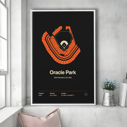 San Francisco Giants Stadium Print, Oracle Park Stadium Wall Art, Man Cave Gift, Floating Framed Canvas Print Wall Art